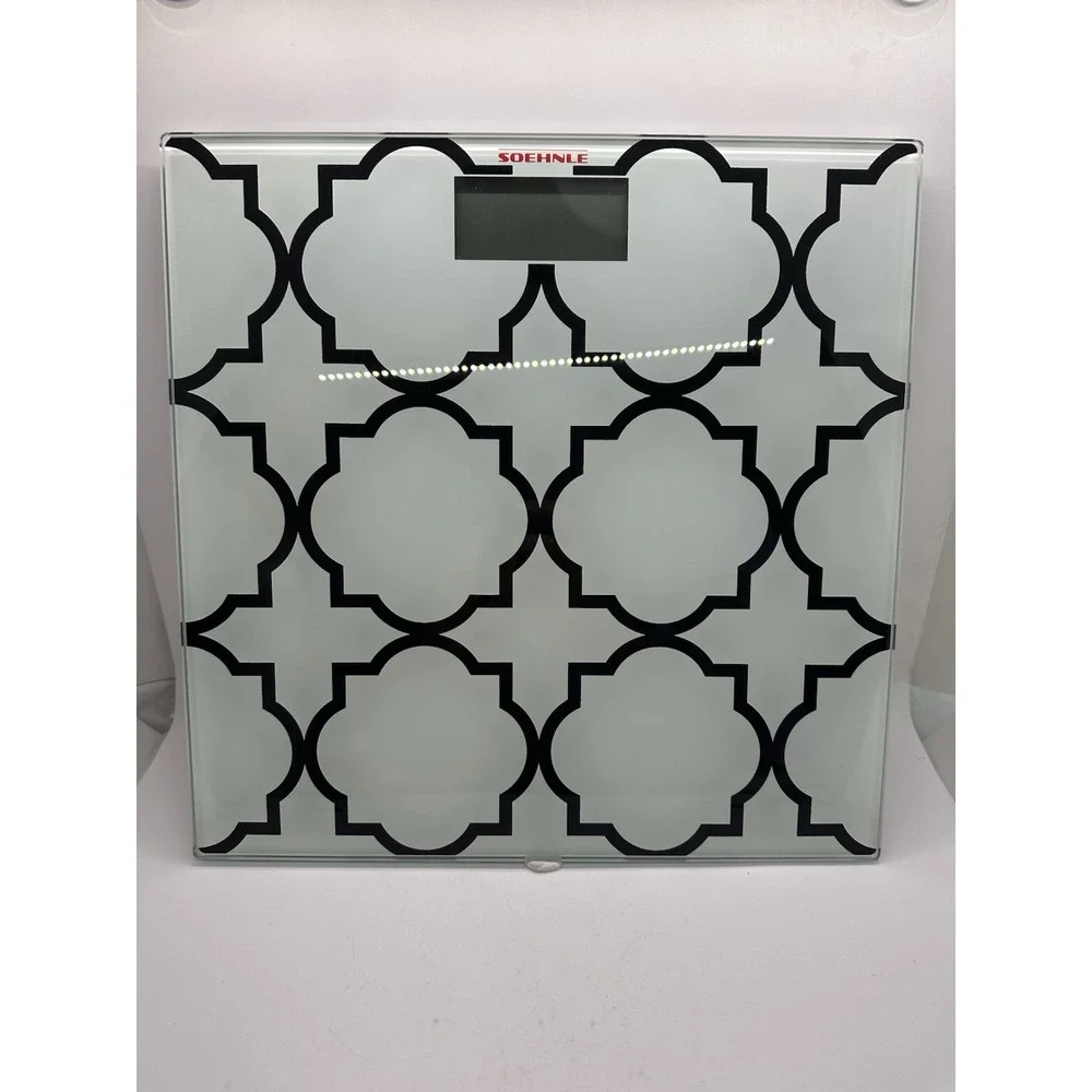 Soehnle Designer Digital Bathroom Scale 63822 Glass Quatrefoil Pattern 330lb